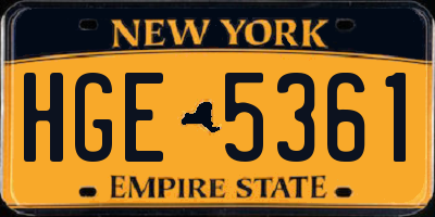NY license plate HGE5361
