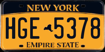 NY license plate HGE5378