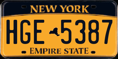 NY license plate HGE5387