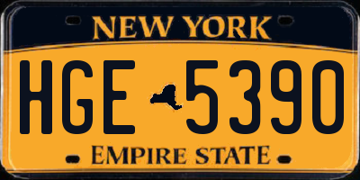NY license plate HGE5390