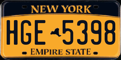NY license plate HGE5398