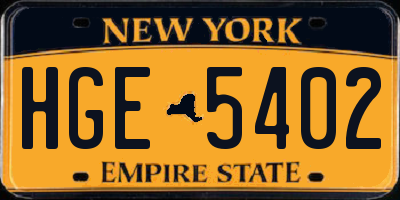 NY license plate HGE5402