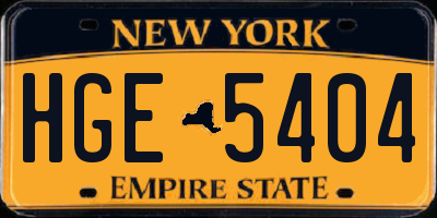 NY license plate HGE5404