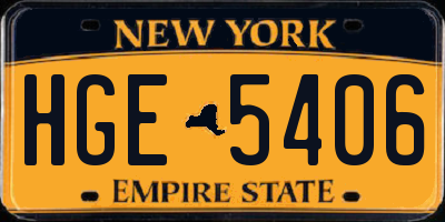 NY license plate HGE5406