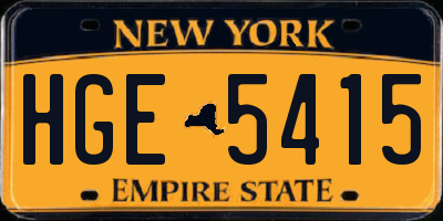 NY license plate HGE5415