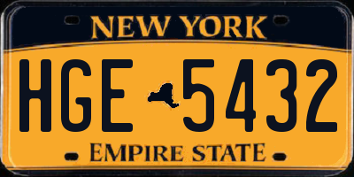 NY license plate HGE5432