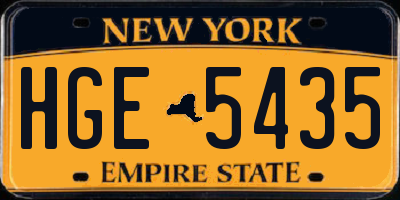 NY license plate HGE5435