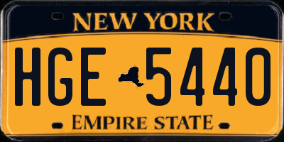 NY license plate HGE5440