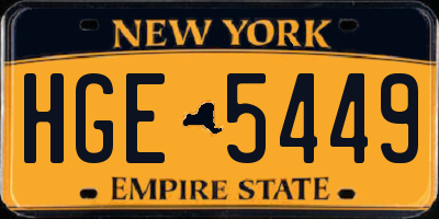 NY license plate HGE5449