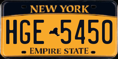 NY license plate HGE5450