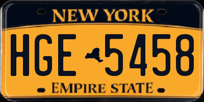NY license plate HGE5458