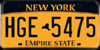 NY license plate HGE5475