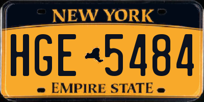 NY license plate HGE5484