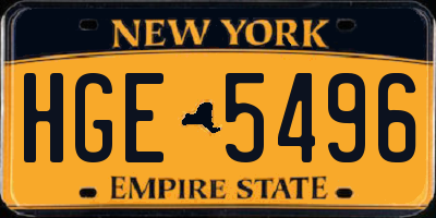 NY license plate HGE5496