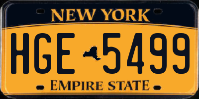 NY license plate HGE5499