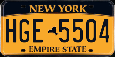 NY license plate HGE5504