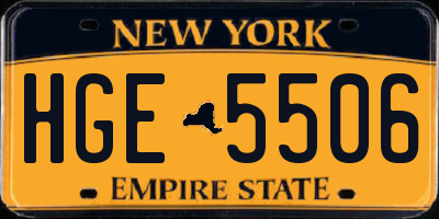 NY license plate HGE5506