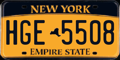 NY license plate HGE5508