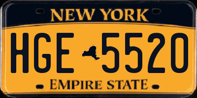 NY license plate HGE5520