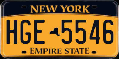 NY license plate HGE5546