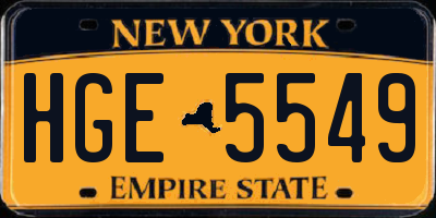 NY license plate HGE5549