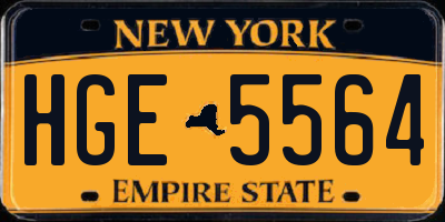 NY license plate HGE5564