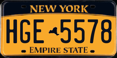 NY license plate HGE5578