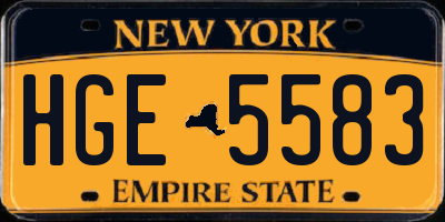 NY license plate HGE5583