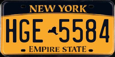 NY license plate HGE5584