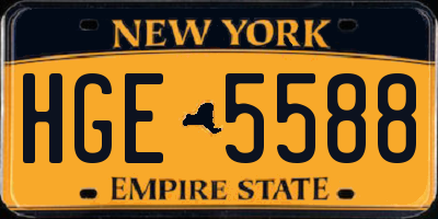 NY license plate HGE5588