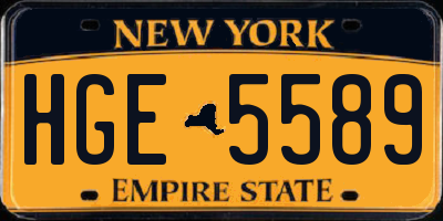 NY license plate HGE5589