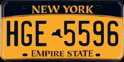 NY license plate HGE5596