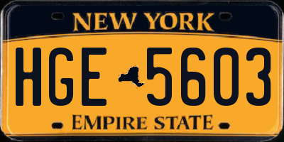 NY license plate HGE5603