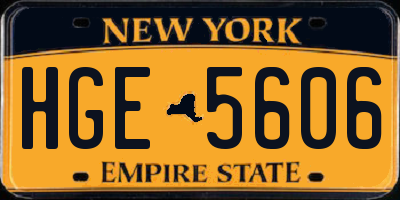 NY license plate HGE5606
