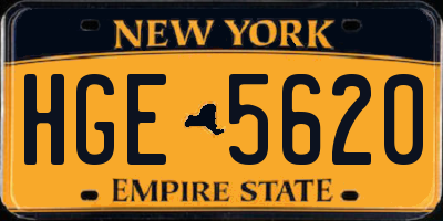 NY license plate HGE5620
