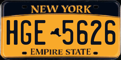 NY license plate HGE5626