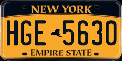NY license plate HGE5630