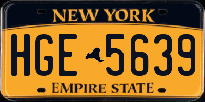 NY license plate HGE5639