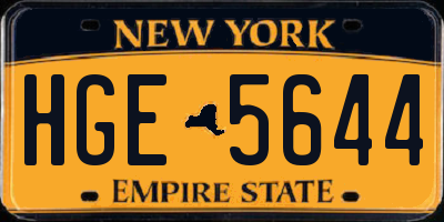 NY license plate HGE5644