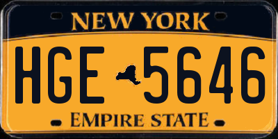 NY license plate HGE5646