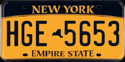 NY license plate HGE5653