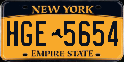 NY license plate HGE5654