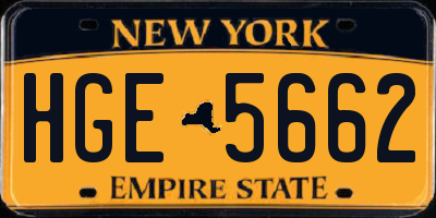 NY license plate HGE5662