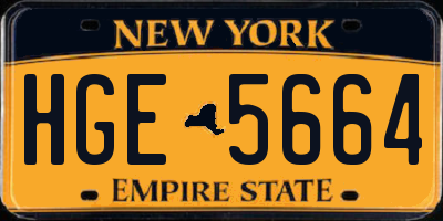 NY license plate HGE5664