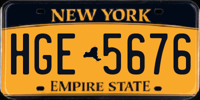 NY license plate HGE5676