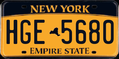 NY license plate HGE5680