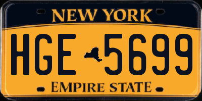 NY license plate HGE5699