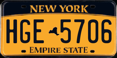 NY license plate HGE5706