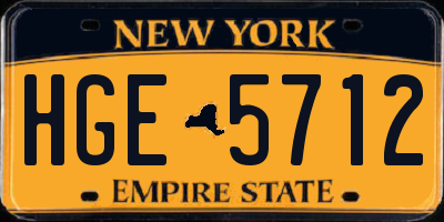 NY license plate HGE5712