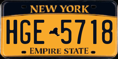 NY license plate HGE5718
